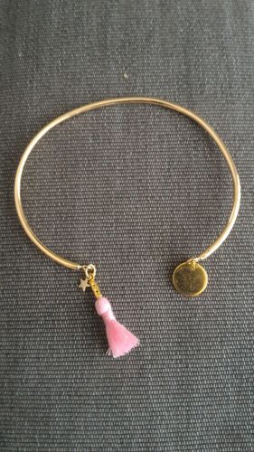 Bracelet "Luhan" doré pompon rose clair